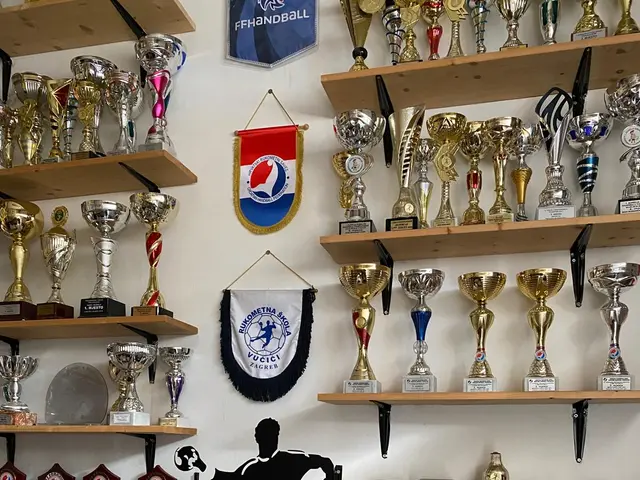 Zid s trofejima i zastavicama klubova